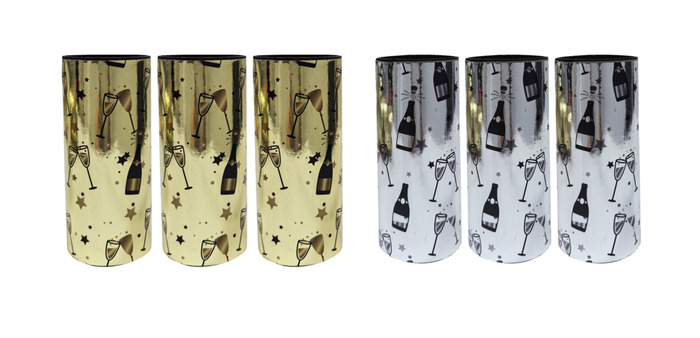 Bordbomber champagne guld/sølv 10 cm 3-pk.